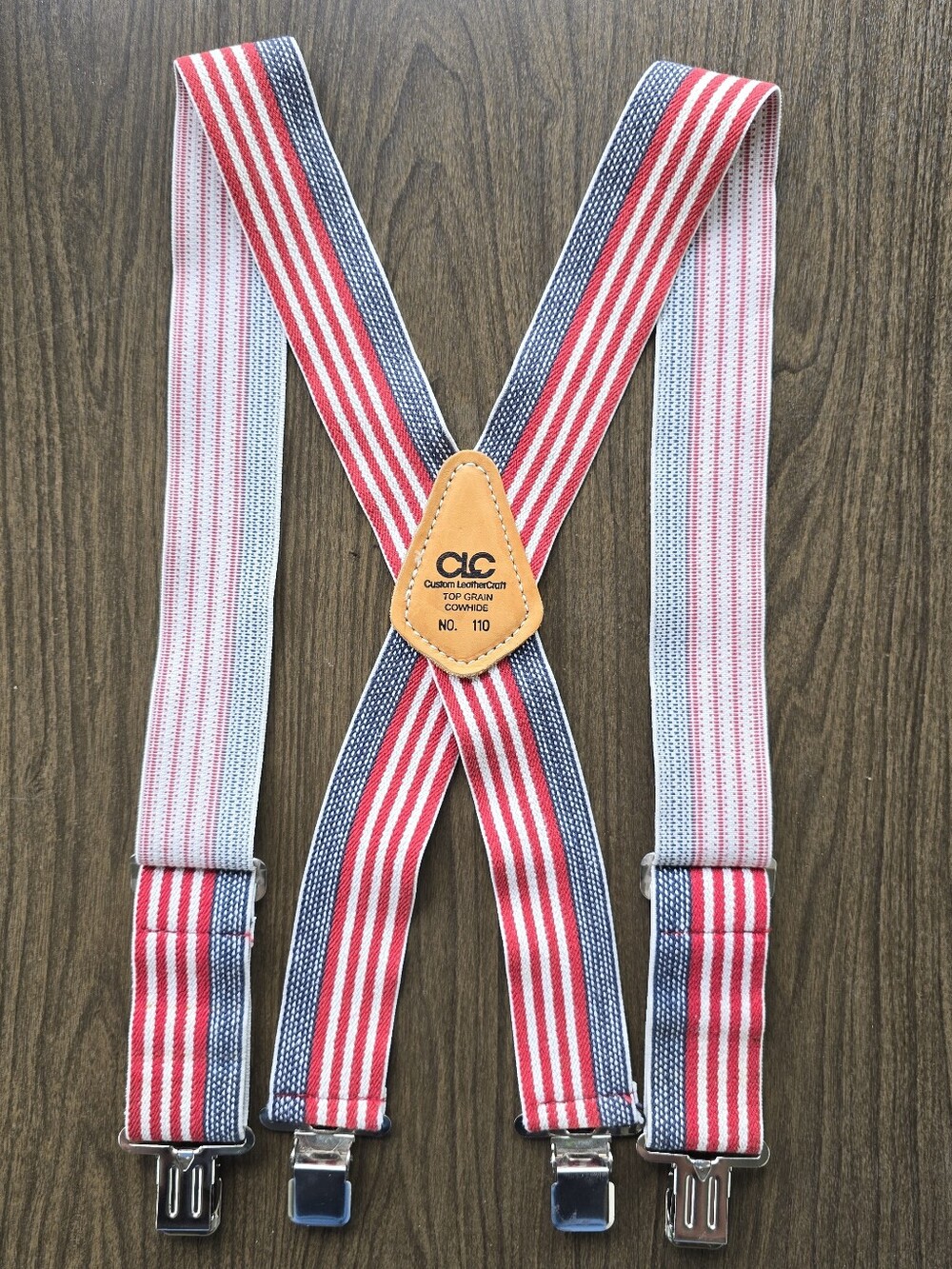 CLC Custom Leathercraft Top Grain Cowhide Patriotic American Flag Suspenders